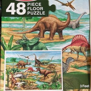 48-Piece Dinosaur Floor Puzzle - Green/Brown